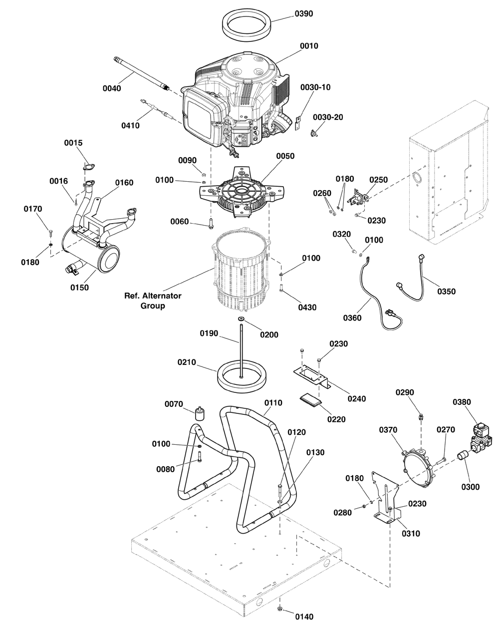 Power Group Diagram and Parts List for 040686-00  Briggs and Stratton Generator